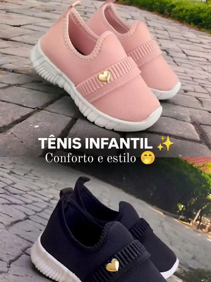✨Tênis Feminino Infantil Calce Fácil com Elástico e Pingente Coração Lindo Confortável Calce Fácil Loja de Fábrica 👉Compra aqui : https://s.shopee.com.br/1VolhiXWJP