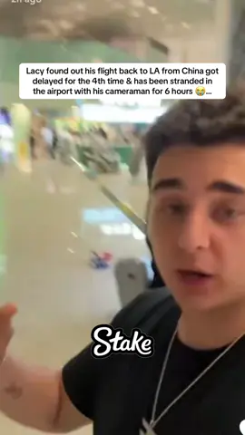 Lacy found out his flight back to LA from China got delayed for the 4th time & has been stranded in the airport with his cameraman for 6 hours 😭… #lacy #faze #twitch 