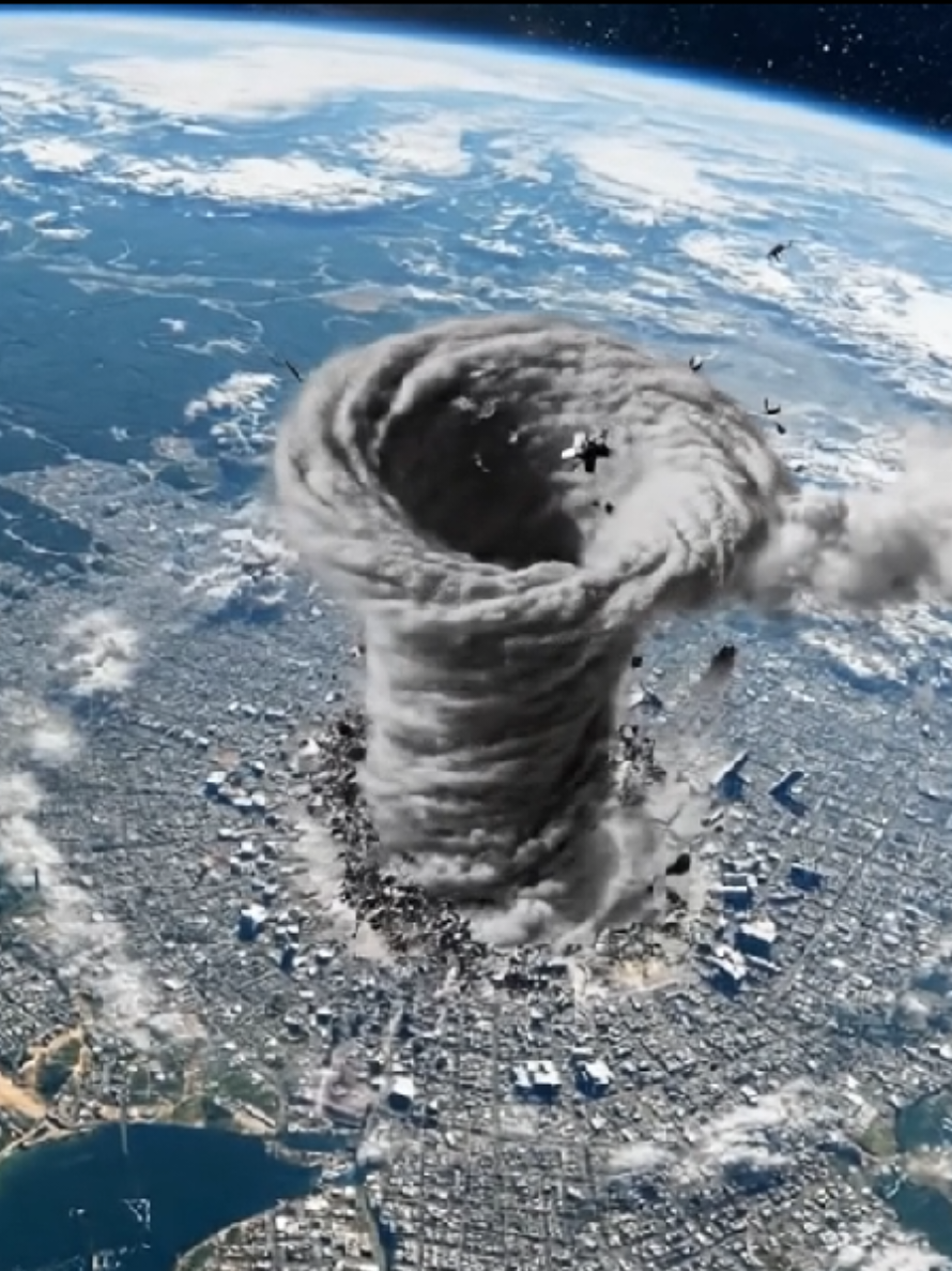 Tall Scary Tornado from Satellite View 😱 #fyp #naturaldisaster #tornado #cyclone #usa_tiktok 