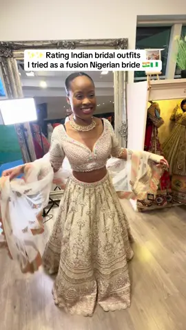 Rating Indian bridal outfits I tried on for my wedding day as a fusion Nigerian bride✨🎉 🇮🇳 🇳🇬 #fyp #weddingday #india #outfit #bride #couple 