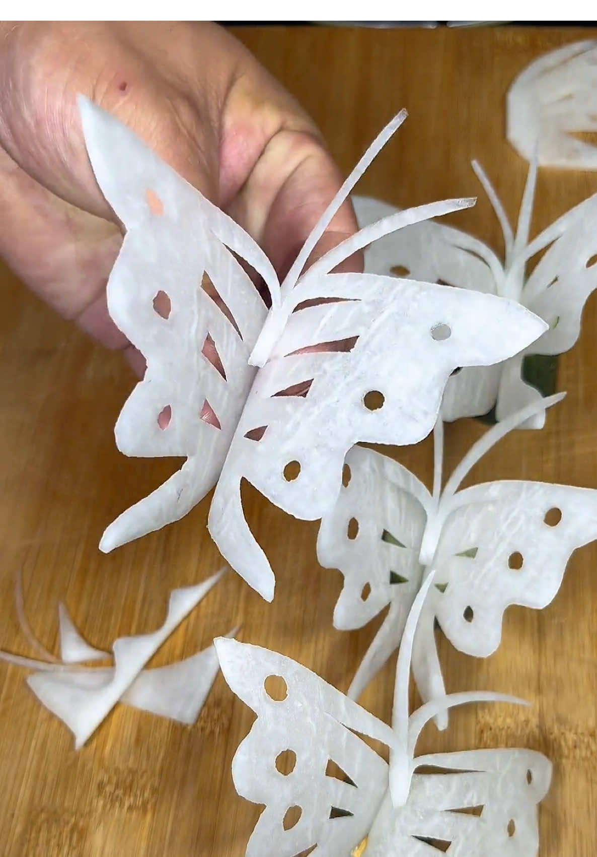 carving butterfly from radish 🥰🥰🥰 😍😍😍 #fyp #tiktok #good #fun #chef #funny #awesome #food #skills #master #amazing #Love #girl #cake #respect #cool #👍 
