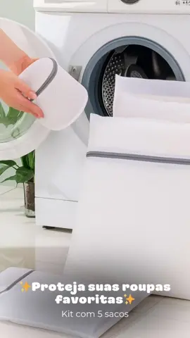 Kit com 5 sacos protetores para Lavar Roupas.  #sacopararoupas #lavanderia #protecaoderoupa #achadinhosshopee #dikasdadidi 