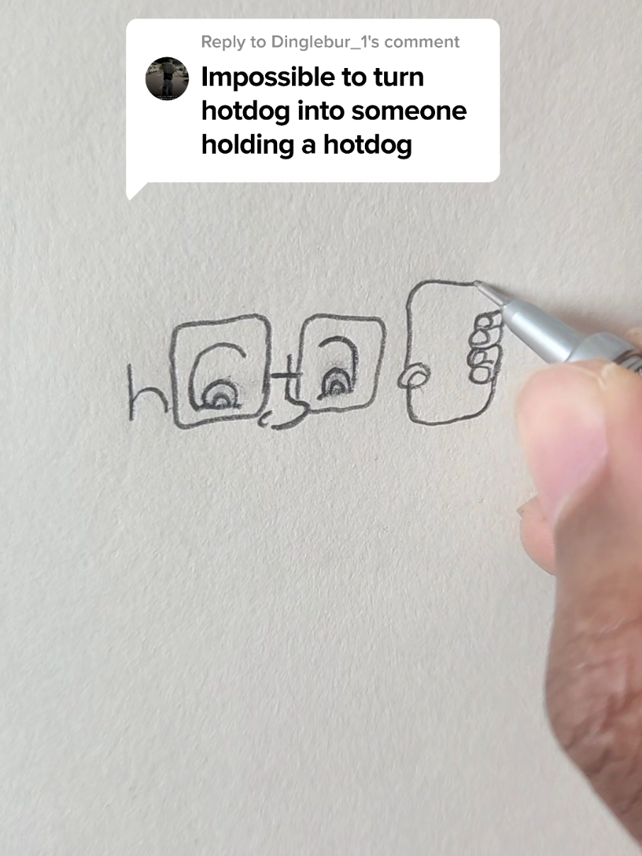 Not impossible to turn hotdog into someone holding a hotdog #fypシ #art #arttok #tiktokart #artistsoftiktok #viral 