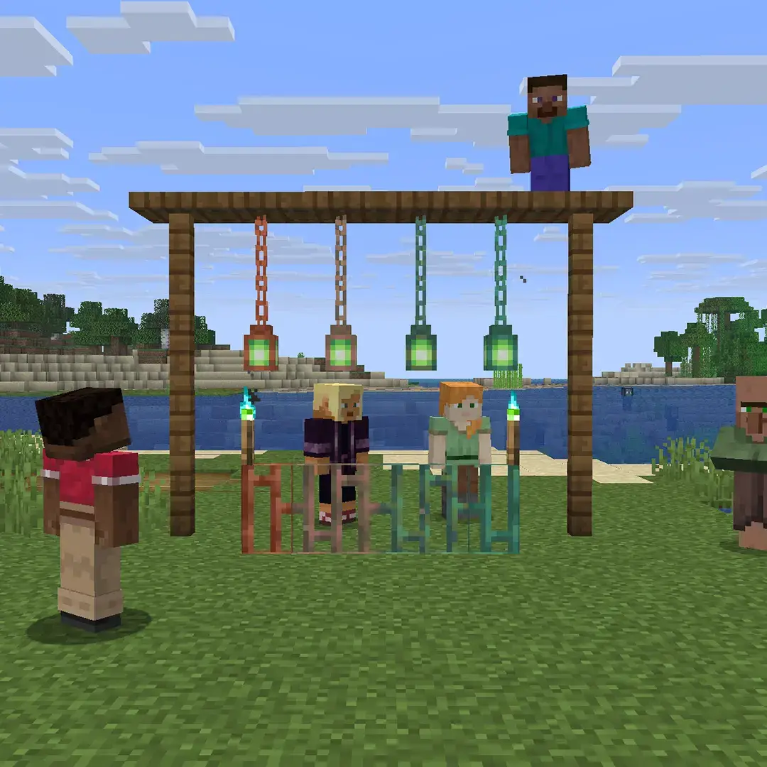 There's no such thing as too much copper. Built with torches, lanterns, chains, and copper bars. Available now in Java snapshot and coming soon to Bedr. #Minecraft #minecraftmemes 