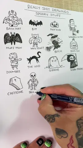 Really Bad Drawings of spooky stuff… #doodle #asmr #stim #kawaii #sketchbook #cuteart #drawing  