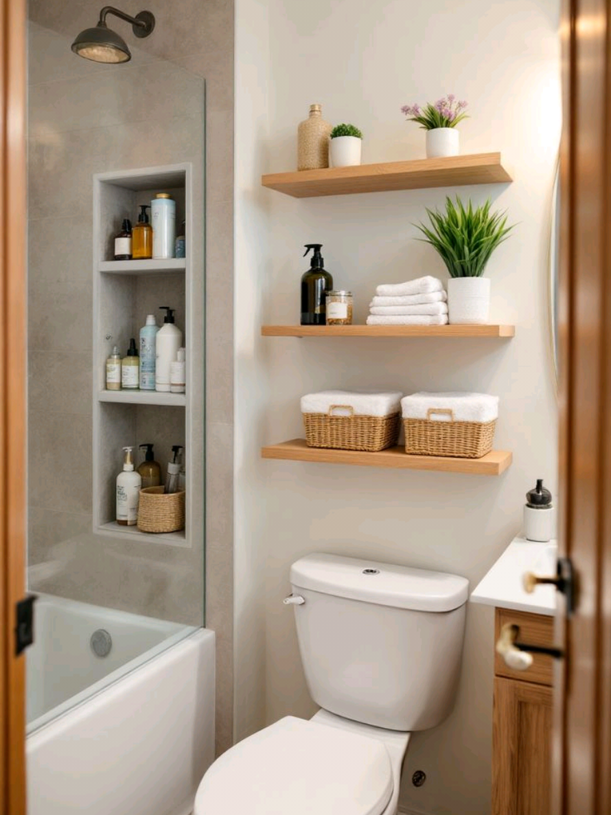 IDEAS para BAÑOS PEQUEÑOS BONITOS y BIEN ORGANIZADOS 🧼✨ #bañopequeño #ideascreativas #visualizaycreatuhogar 