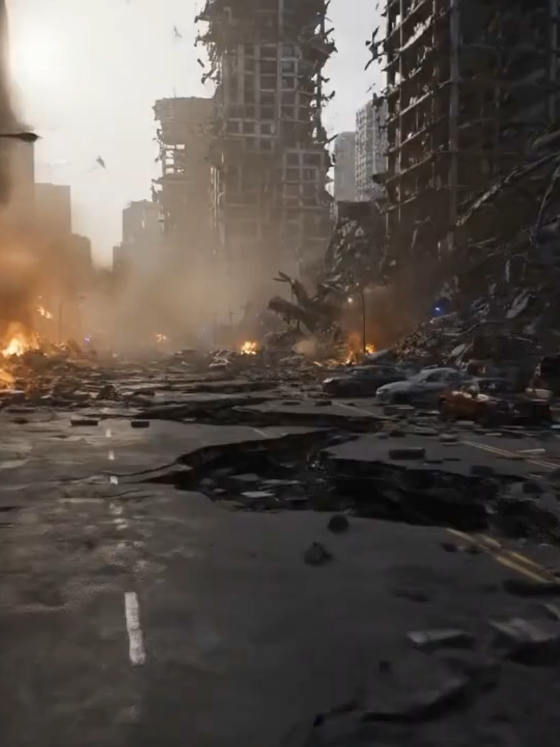 Aftermath of War 💣🔥 | City in Ruins Cinematic Scene  #WarZone 💥 #DestroyedCity 🏙️ #PostApocalypse ⚠️ #CGIShort 🎬 #EpicScenes 🔥