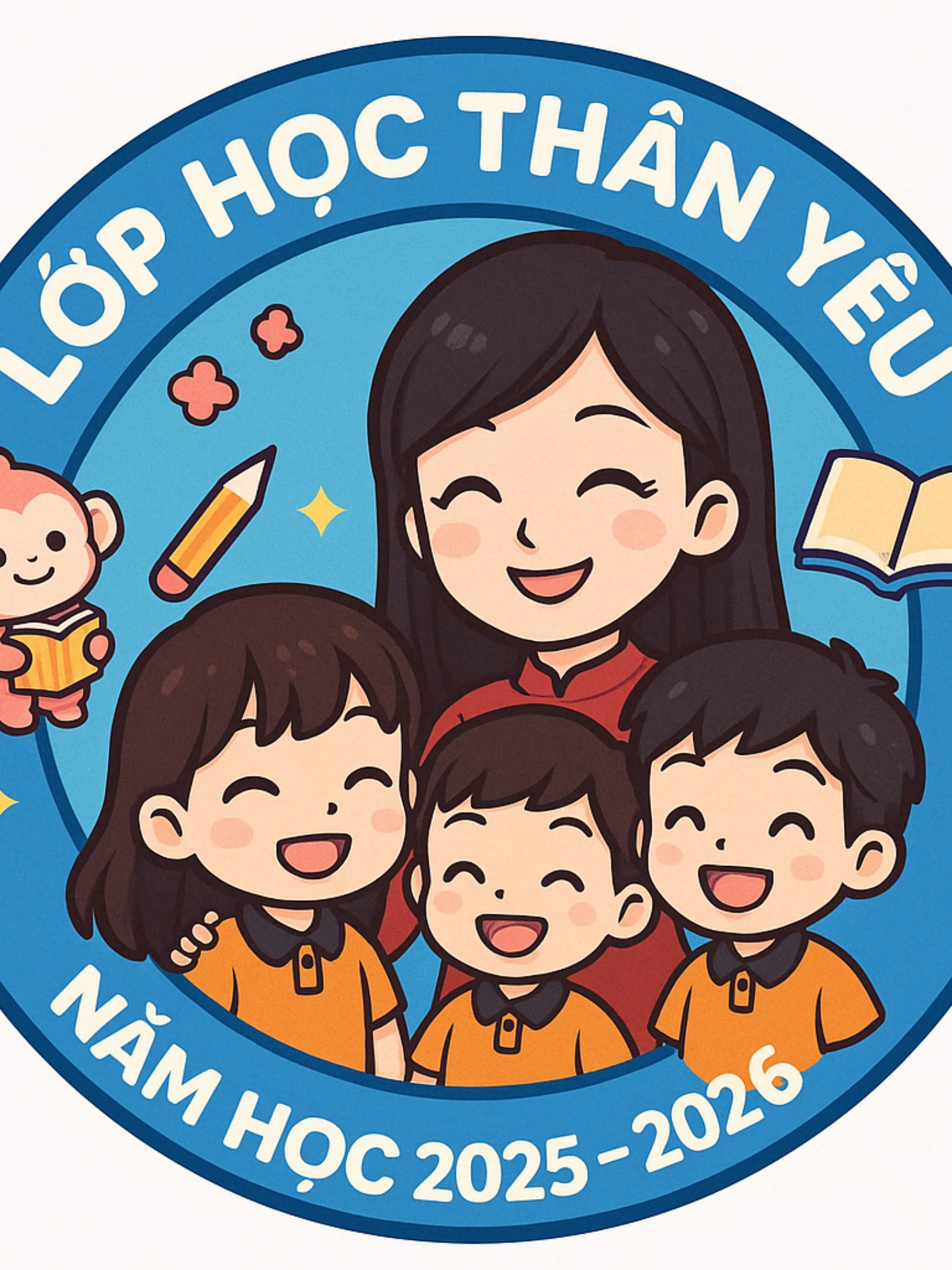 Tạo logo lớp học bằng chat GPT - Bước 1: Vào chatgpt.com - Bước 2: Nhập câu lệnh: Hãy giúp tôi thiết kế một logo lớp học hình tròn, màu chủ đạo là màu xanh. Logo có hình chibi cô giáo mặc áo dài đỏ, tóc dài đen đang mỉm cười bên cạnh vài học sinh mặc áo đồng phục màu cam cổ áo màu đen, ở trên cùng ghi chữ “LỚP HỌC THÂN YÊU”, phía dưới ghi khẩu hiệu “NĂM HỌC 2025 – 2026”. Phong cách thiết kế dễ thương, vui nhộn, phù hợp với học sinh lớp 4. Logo có kèm hình khỉ con chibi màu hồng dễ thương và một số icon sách vở, bút chì phù hợp. (Thầy cô có thể thay đổi một số thông tin cho phù hợp với bản thân và lớp học). - Bước 3: Bấm gửi và chờ kết quả. - Bước 4: Tải ảnh về máy tính. Chúc các thầy cô tạo được những  logo đáng yêu cho riêng mình. #xuhuong #logo #ungdungai