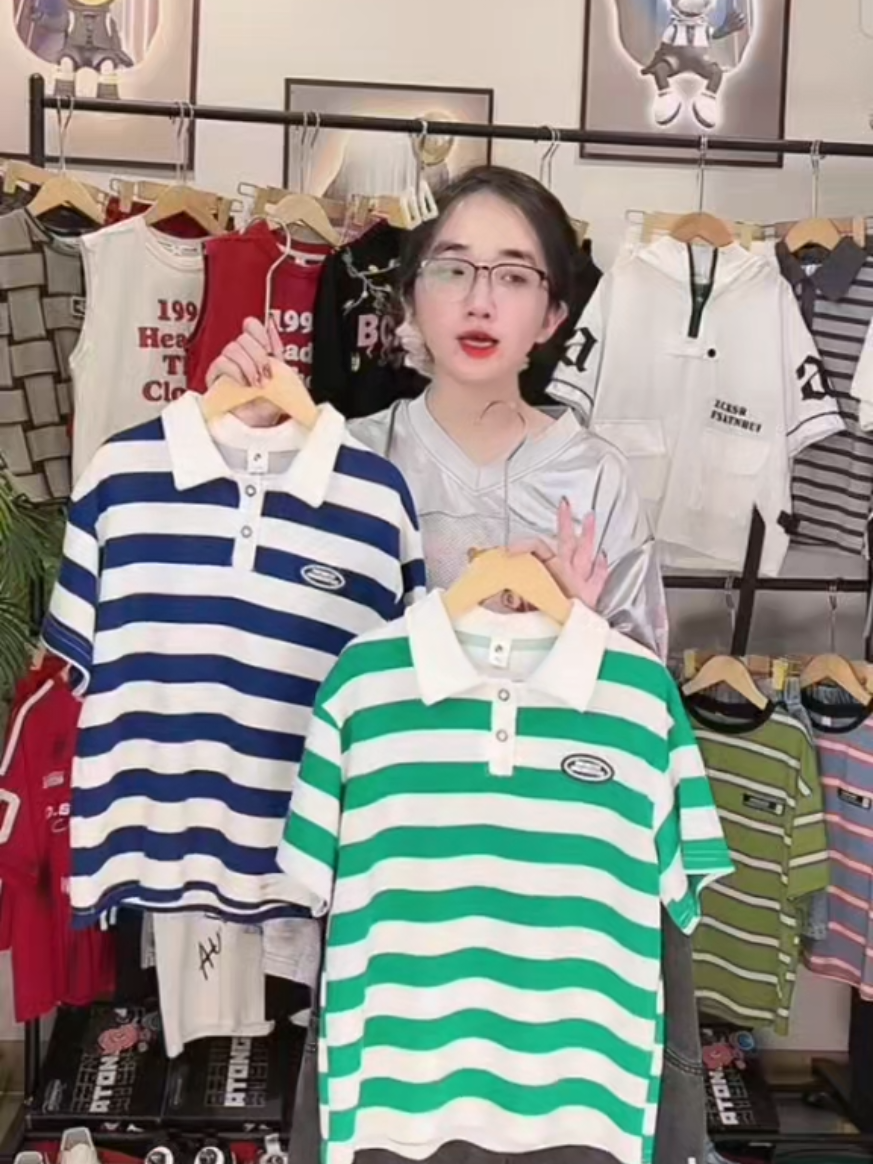 Áo Phông Cổ POLO tay lửng họa tiết kẻ ngang Phong cách Hàn Quốc Size từ 20-60kg#depthoitrang 