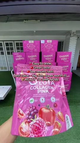 Manee Gluta Collagen Pink – 1 Big Pack = 30 Sachets! 💖 Glow from within with every sip. High-quality collagen + glutathione for radiant skin, strong nails, and healthy hair. #ManeeCollagen #GlutaCollagen #GlowUp #BeautyDrink #CollagenThailand #NewPackage #ReadyToShip