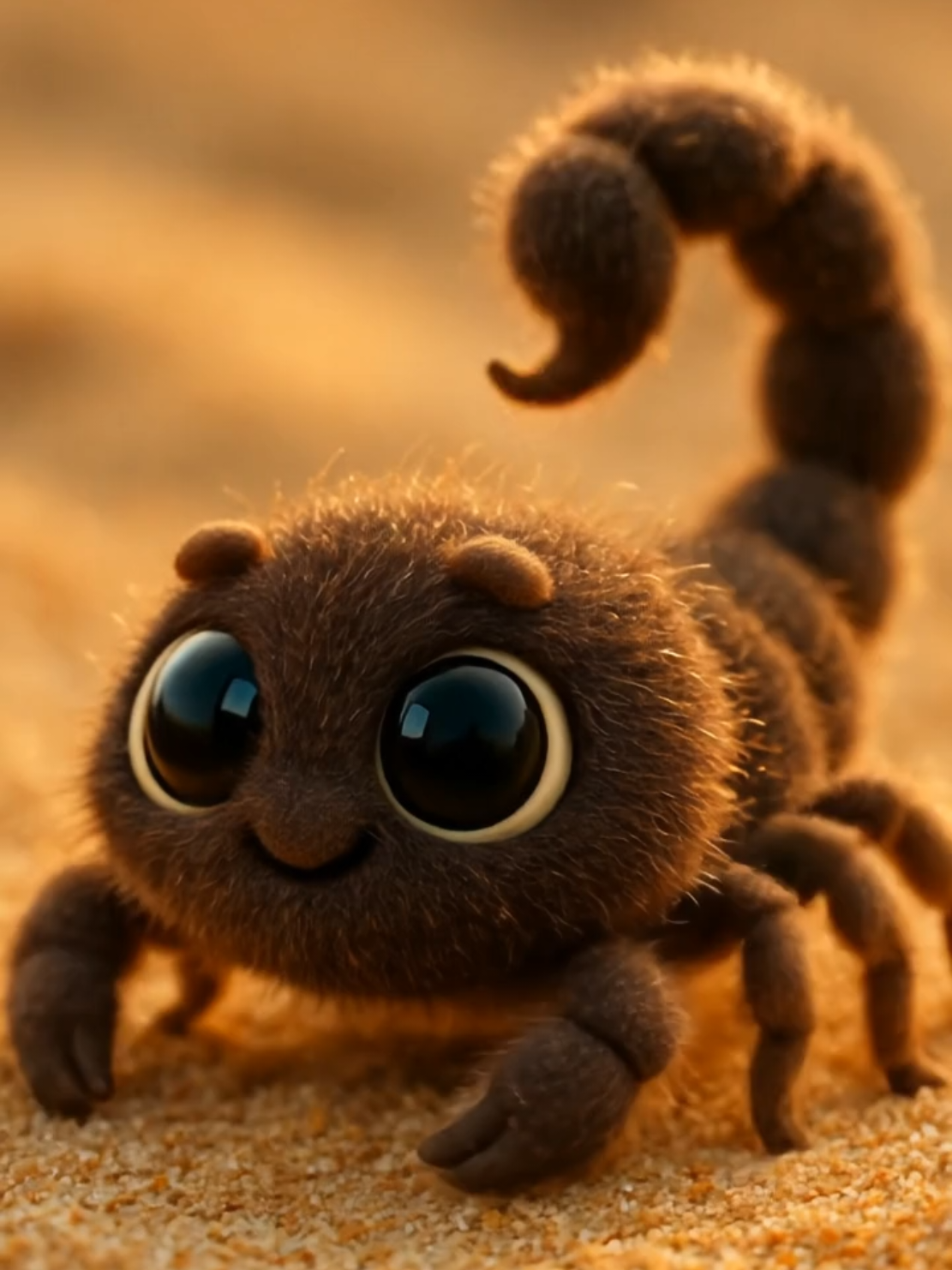 Tiny fluffy scorpion crawling on the sand 🦂✨ ai animated bug, cute scorpion walking on sand #fluffyscorpion #cutebug #aicreature #softcore #aiscorpion 