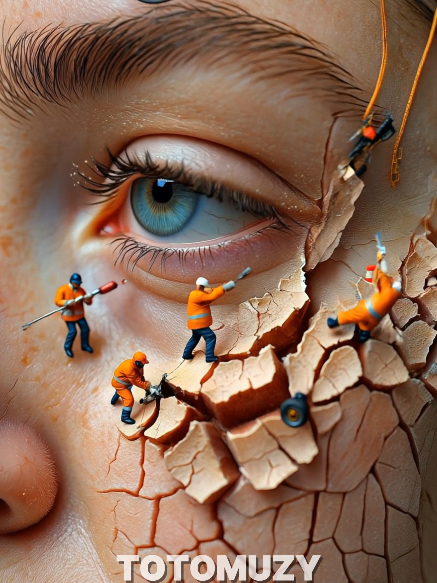ASMR Tiny Workers Repair Cracked Skin Around the Eye — Micro Skincare Operation 👇 🎯 Create your own AI shorts here: Freebeat AI > https://surli.cc/bhotao #macroart #digitalart #miniatureworkers #crackedskin #eyearea #skindetail #hyperrealism #skinrepair #tinyworkers #surrealart #skincarevideo #3drender #visualstorytelling #bluegel #dryskinfix #microcleaners #hazmatsquad #facecare #reelsvideo #facebookreels #closeupphotography #skincareart #wrinklerescue #skinrescue #eyecare #realismart #surrealvideo #miniworld #healingprocess