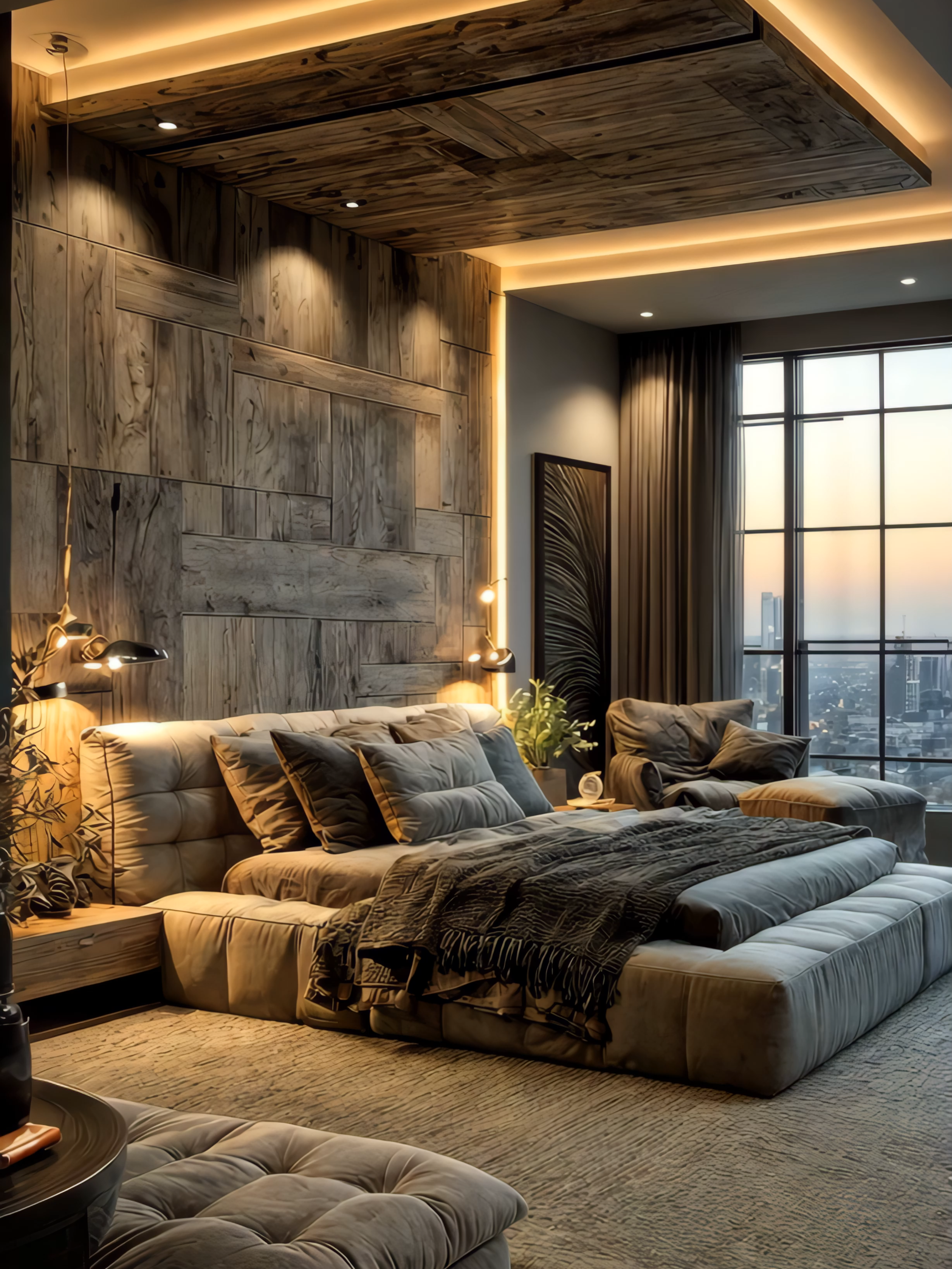 Ánh hoàng hôn, gỗ trầm, và một chốn để thở thật sâu… Không gian không cần quá nhiều, chỉ cần đủ để lòng an yên. 🌙🛏️ #nhadeptugia #maunoithatdep #noithattugia #xuhuongnoithat #sangtronghiendai #noithatphongngu #phongcachphongngu #fyp #xuhuong