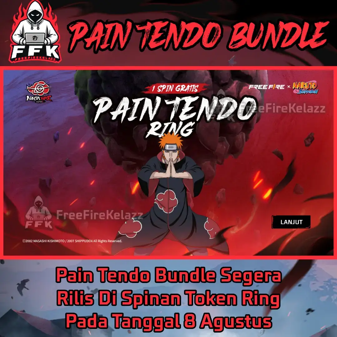 Bundle Pain Tendo Bakalan Rilis Di Spinan Token Ring Pada Tanggal 8 Agustus Dengan Token Yang Sama Seperti MP40 Uchiha's Legacy #ff #freefire #freefire_lover #ffdataminer #freefiremax #freefirekelazz 