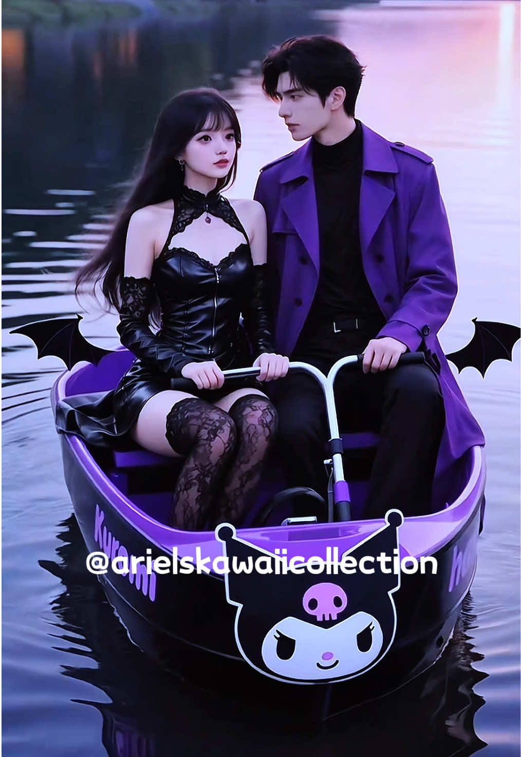 Pedal boats & Sanrio love…who wins your heart?❤️✨Kuromi, My Melody, Cinnamoroll, Pompompurin or Hello Kitty? #foryou #sanrio #romantic #couple #kuromi 