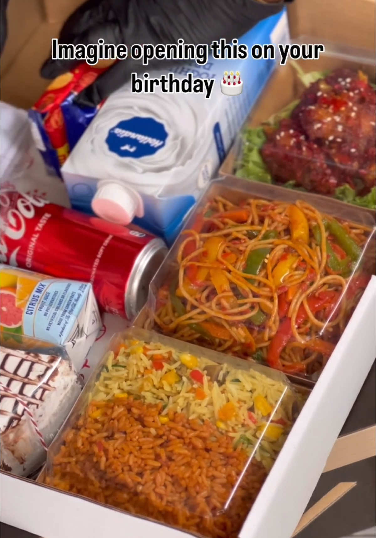 SOMEONE’S BIRTHDAY JUST GOT A LOT MORE DELICIOUS 🎉🍱 this morning 💃🏻💃🏻💃🏻.  When a customer says “I want to surprise them with food”  This is how we show up 💯 From the thoughtful arrangement to the irresistible yumminess in the box🤤🤤.  Want to send love through food? I’ve got you. Send a DM/ WhatsApp 09044824975 to book your own birthday box✅. Boxes are Customizable, Personal, and Always special. #foodbox #fyp #lagosfoodie #goviral #ayoniskitchen #MadeWithLove #surprise #foodvendoryaba #videoviral 