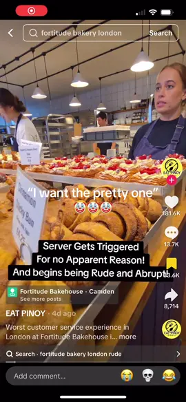 Don’t seee her as being rude.. you wanting to pick which pastries you want. When she probably wants to hurry up the service.  You going to eat the thing anyways.. @EAT PINOY  #fyp #badcustomerservice #food #cafe 