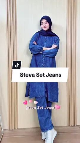 Steva set celana jeans ini rekomended banget buat pergi ke mall atau acara informal lainnya. #gajiansale #promoguncang88 #stevasetjeans #onesetjeans #setelancelanajeans #setelanwanita #setceljeans