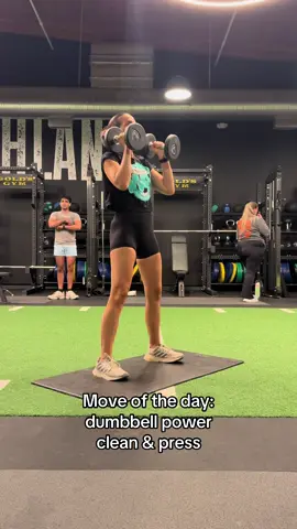 Move of the day: dumbbell power clean and press  #workout #workouts #dumbbellworkout #dumbbellworkouts #Fitness #fitnessmotivation #fitfam 