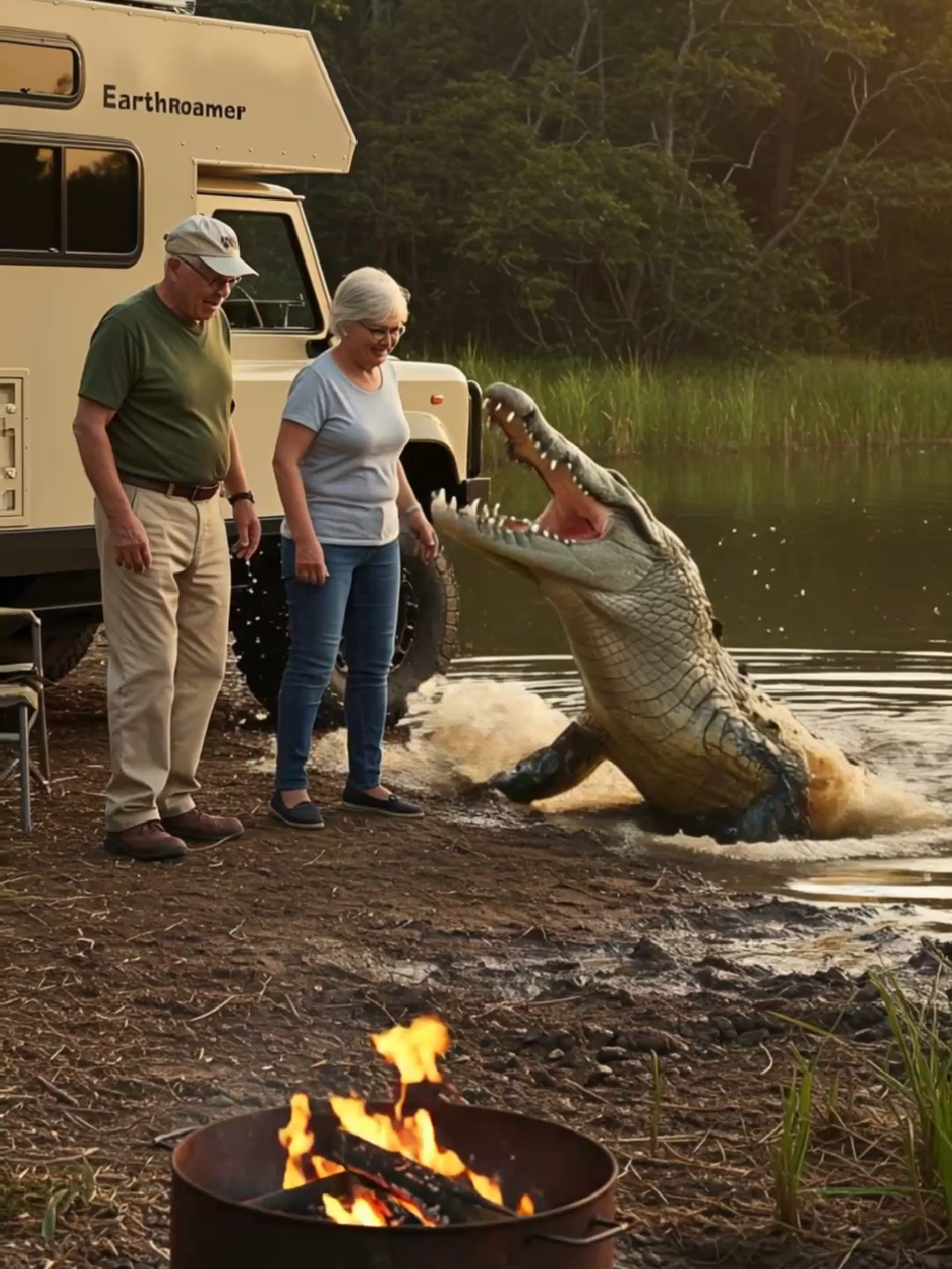 Gorilla rescues campers from a dangerous crocodile attack!#rescue #animals #wildlife