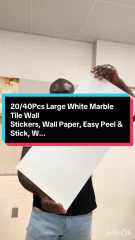 20/40Pcs Large White Marble Tile Wall Stickers, Wall Paper, Easy Peel & Stick, W...#wall #stickersheet #marble #stick 