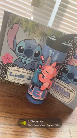 Custom Notebooks & Water Bottle #backtoschool #customsupplies #liloandstitch #fyp