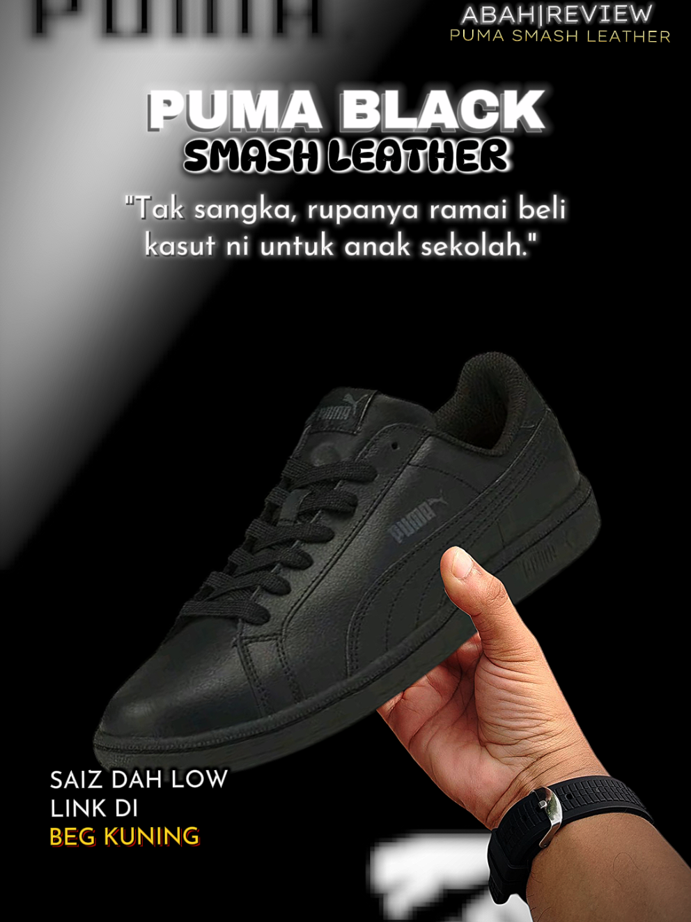 KASUT PUMA SMASH LEATHER CLASSIC #kasutpuma #puma #pumablack 