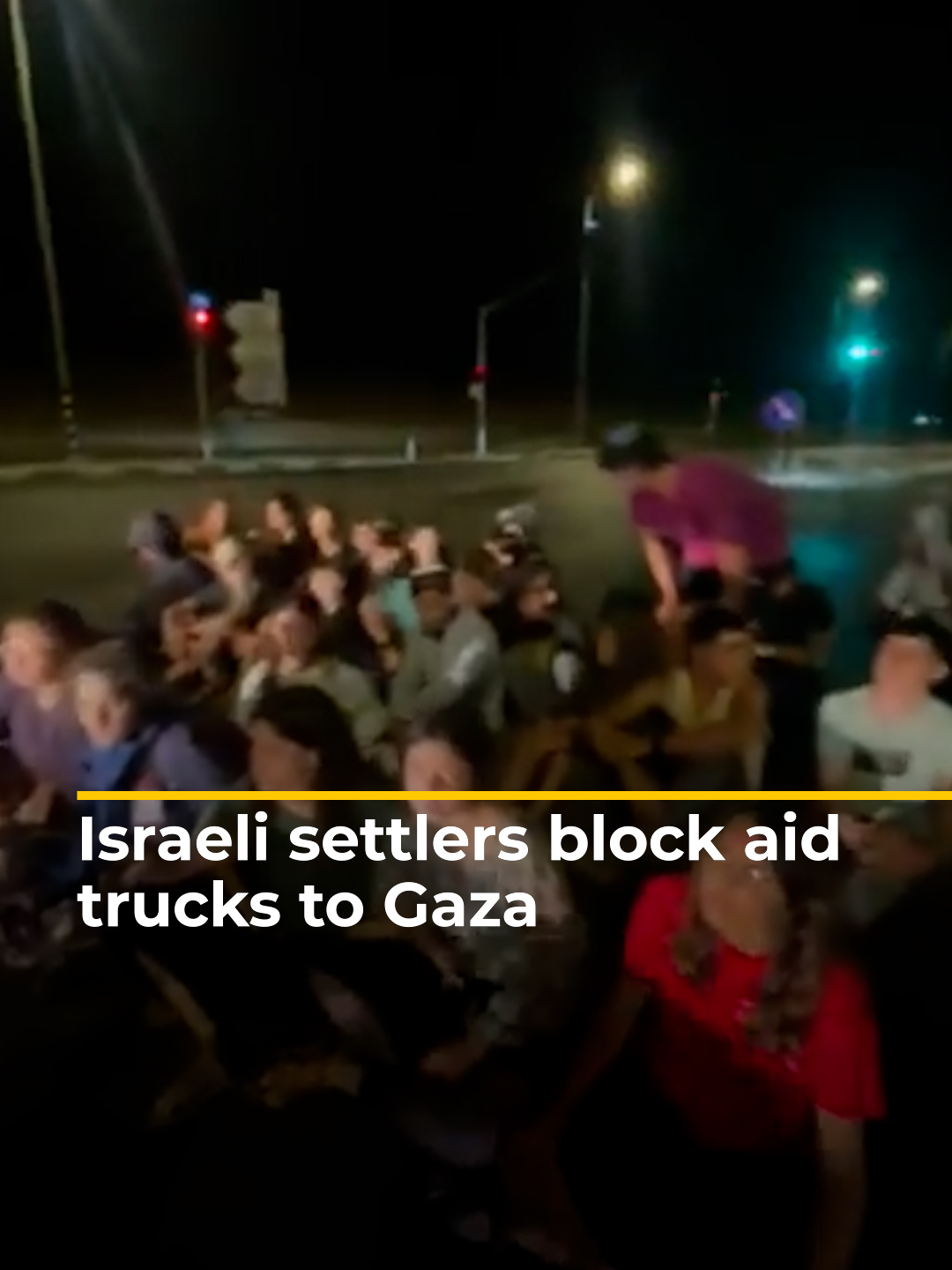 Israeli settlers attacked an aid convoy for the second time in days, delaying 30 trucks from Jordan on their way to Gaza. Video shows settlers chanting “May Palestine’s name be wiped out”. Jordan condemned the assault, accusing Israel of failing to stop repeated settler attacks. #news
