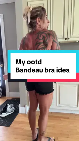 Goto Amazon for my Bandeau  Tryto brand  Impact Backless Bandeau Sports Strapless Bra Yoga Top Women Workout Fitness Gym Outdoor Strappy Tops I am wearing medium in the sports bra, small in a short, medium in the jersey #OOTD #shoptiktokproducts 