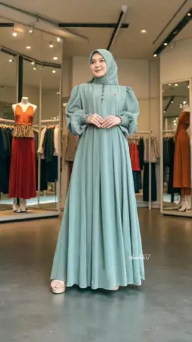 Zazaa Label - Adelina Set LD 110 Gamis Hijab Ceruty Kombinasi Lengan Plisket Kancing Busui Pesta Mewah #set #gamis #dress #kondangan #ootdfashion 