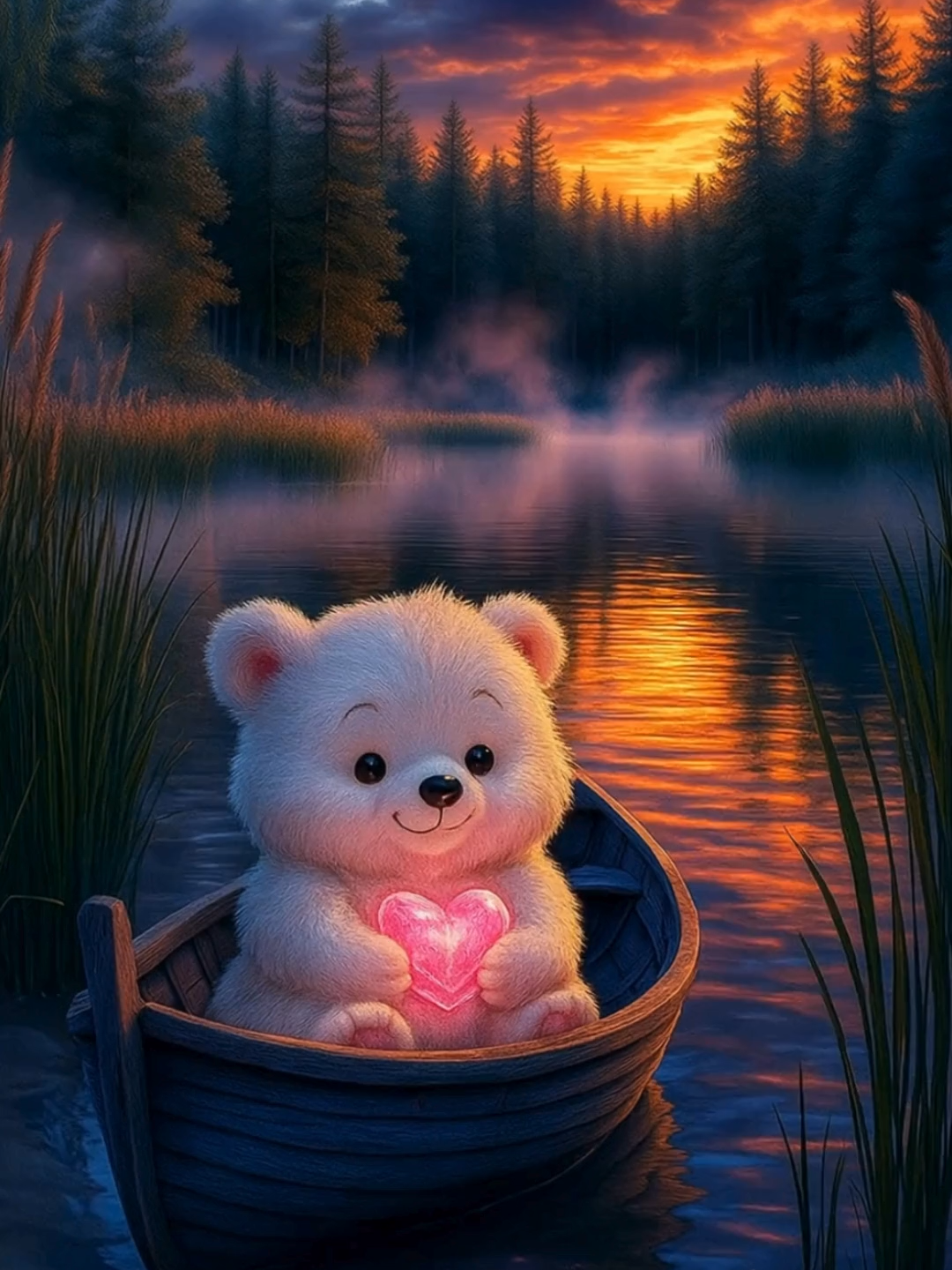 Wishing you sweet dreams, from the little bear. 🧸💕🌙 #polarbear #goodnight #cutie #cozyaesthetic #sweetdreams #airsoft #heart  #jemurmure #eveningvibes