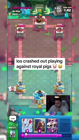 los crashed out playing against royal pigs 🐷 😭 #lospollostv #clashroyale #lospollostvmoments #fyp 