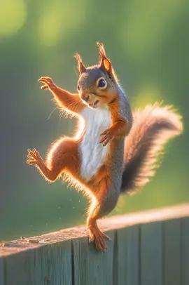 If squirrels could dance on fences, this is how @h011yw00dagent would portray it 🤩 #squirrels #silly #dancing #ai #animals 