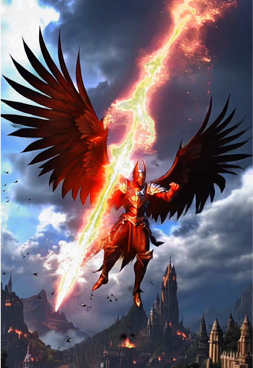 The spear of fire. #blackangel #darkfantasy #archangel #darkart #darkfantasyaesthetic #animation #vfx #cinematic #aura #epic #fyp