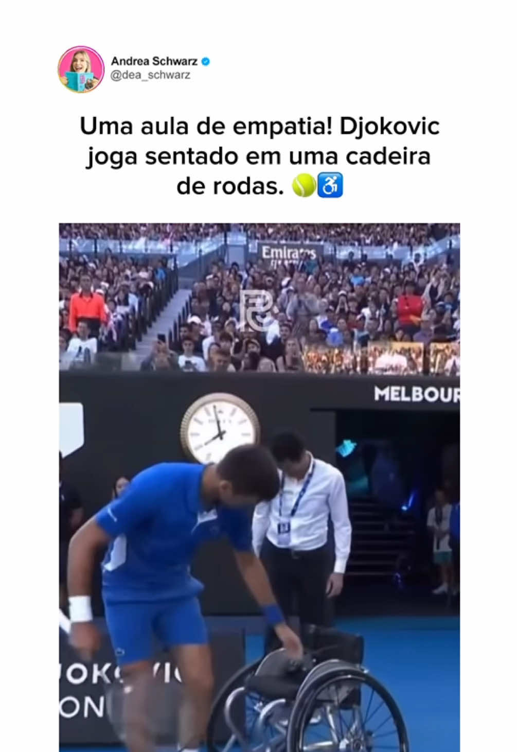 Quando o maior tenista do mundo se senta em uma cadeira de rodas para jogar, ele descobre algo além do esporte: a força da empatia! 🎾 Olhar a vida da perspectiva do outro muda tudo. Não é sobre limites; é sobre resiliência, adaptação e superação. Antes de julgar, experimente sentir. Antes de subestimar, tente compreender. O mundo precisa de mais empatia e menos suposições. Como sempre digo nas minhas palestras: Um futuro melhor é um futuro inclusivo! •• #fy #fyp #foryou #djokovic #deficiencia #inclusao 