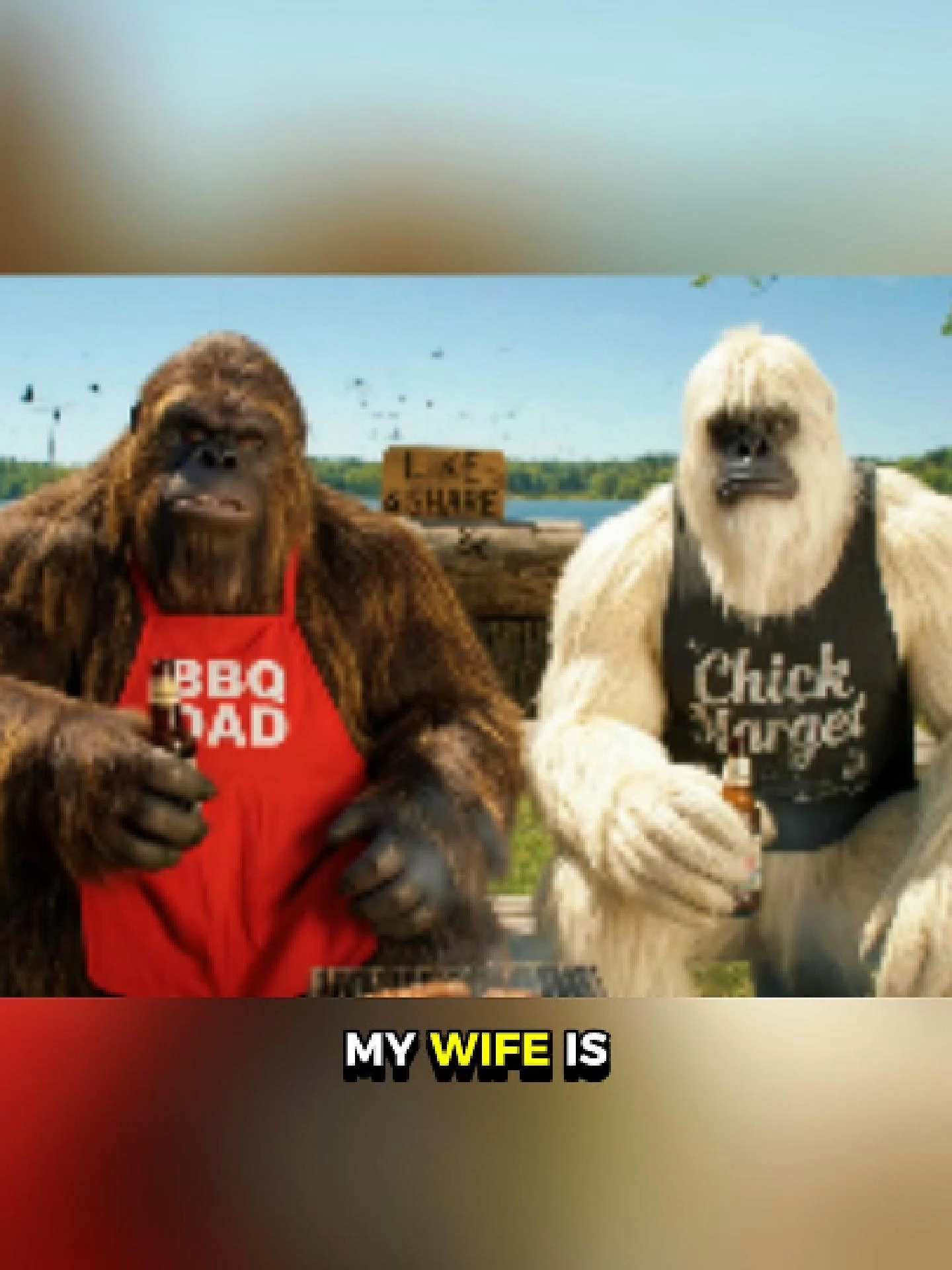 Yeti has the best wife right? Hahaha #yeti #bigfoot #veo #viralvideos #fyp #darkhumor #ai #funnymemes