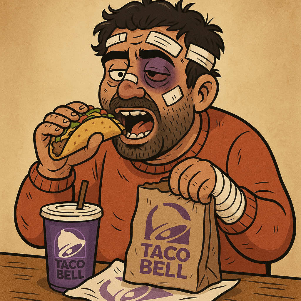 POV: You just lost the fight but at least the Mexican pizza is back! #fyp #tacobell #mexicanpizza #beatup #funnyvideos #standupcomic #viralclip
