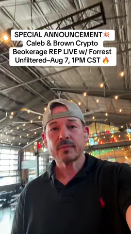 SPECIAL ANNOUNCEMENT💥 Caleb & Brown Crypto Custodian REP LIVE w/ Forrest Unfiltered–Aug 7, 1PM CST 🔥 You ever just wanna CALL someone when you’re stuck in crypto? I’m pumped to announce my official partnership with Caleb & Brown — a licensed crypto brokerage where you can actually pick up the phone and talk to a real human. No app glitches. No crazy limits. No waiting 2 weeks for a reply. This Thursday, August 7th at 1PM Central, we’re going LIVE — and the Caleb & Brown team will be on with me answering your questions. ✅ How to buy XRP & Bitcoin ✅ How to move to cold storage ✅ Exit plans, security tips, and high-limit trades Write down your questions now or drop them in the comments. If you’re ready to get started before the live, hit the link in my bio — someone from their team will CALL you back. #calebandbrown #crypto2025 #xrpprediction2025 #xrpcommunity #bitcoin2025 #forrestunfiltered #cryptobroker #xrp #coldstorage #cryptohelp #cryptolive #coinbasealternative #bitcoinguide #cryptobasics #xrpforlife #cryptonews