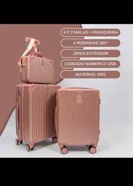 Kit de Viagem América: 2 Malas Bordo + Frasqueira | Cadeado Numérico | Padrão ANAC | Rodinhas 360° | ##shopee##achadinhasshopee##achadinho##malas##viagem##kitmala##kit