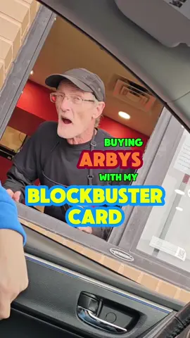 Buying Arbys with my Blockbuster Card #prank #drivethru #arbys #reaction #blockbuster 