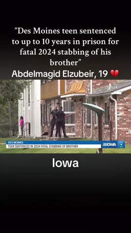 RIP Abdelmagid Elzubeir 19 💔 “Des Moines teen sentenced to up to 10 years in prison for fatal 2024 stabbing of his brother-DES MOINES, Iowa — A Des Moines teenager was sentenced to up to 10 years in prison Wednesday for stabbing and killing his brother, according to the Polk County Attorney's office.  17-year-old Mohamed Mutaz Elzubeir pleaded guilty to voluntary manslaughter for the death of his older brother, Abdelmagid “Majet” Elzubeir, in 2024. Mohamed, who was 16 at the time, said that his brother was screaming at him before Mohamed swung at him with a kitchen knife at the brothers' home in Oakridge Neighborhood, a release stated. In court, Mohamed claimed his older brother had bullied him for years. Mohamed told the court he “had blood on my hands” and was guilty. According to the release, both the prosecution and defense recommended that Mohamed be sentenced to prison. Officials said Mohamed suffered a traumatic brain injury in a 2021 car crash that exacerbated his behavioral problems. He will be sent to the Department of Corrections’ Medical Classification Center in Oakdale to help deal with his issues with impulse control, his mental health and medical needs. Due to Mohamed's age, the court could have chosen deferred judgment or probation. “Mohamed has a long, troubled history of managing his behaviors,” a judge said in court. The judge said it appears Mohamed does well in a structured environment, and that prison would keep the community safe and provide him an opportunity for rehabilitation.” -We Are Iowa #stopteenviolence #stopdomesticviolence #stopstabbings #stopstabbingfamily #stopkillingfamily #gonetoosoon #teenloss 