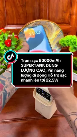 Trạm sạc 80000mAh SUPERTANK DUNG LƯỢNG CAO, Pin năng lượng di động Hỗ trợ sạc nhanh lên tới 22,5W, 4 đầu ra Tích hợp 2 CỔNG SẠC RỜI #tramsac80000mah  #sacduphong80000mahtangsac3dau #sacduphongsieudungluong #xuhuong 