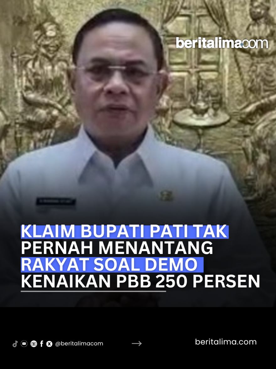 Video @Folkkonoha Bupati Pati #Sadewo tengah menjadi sorotan publik. Hal itu setelah dirinya mengeluarkan kebijakan kontroversial terkait kenaikan Pajak Bumi dan Bangunan Perdesaan dan Perkotaan (PBB-P2). Kenaikan pajak tersebut dinilai sangat drastis, dengan persentase mencapai 250 persen, sehingga memicu gelombang reaksi dari masyarakat. Kebijakan tersebut memantik kemarahan warga karena dianggap memberatkan, terutama bagi kalangan masyarakat kecil yang merasa beban pajak tersebut terlalu tinggi dan tidak sebanding dengan kondisi ekonomi mereka. #news #beritalimadotcom #beritalimacom #beritalima #aspirasirakyat #tampilbeda #tampilbedapembawaaspirasirakyat #bupatipatisudewo #BupatiPati #Viral #KenaikanPBB #DonasiWargaPati #demowargapati #KabupatenPati #jawatengah 