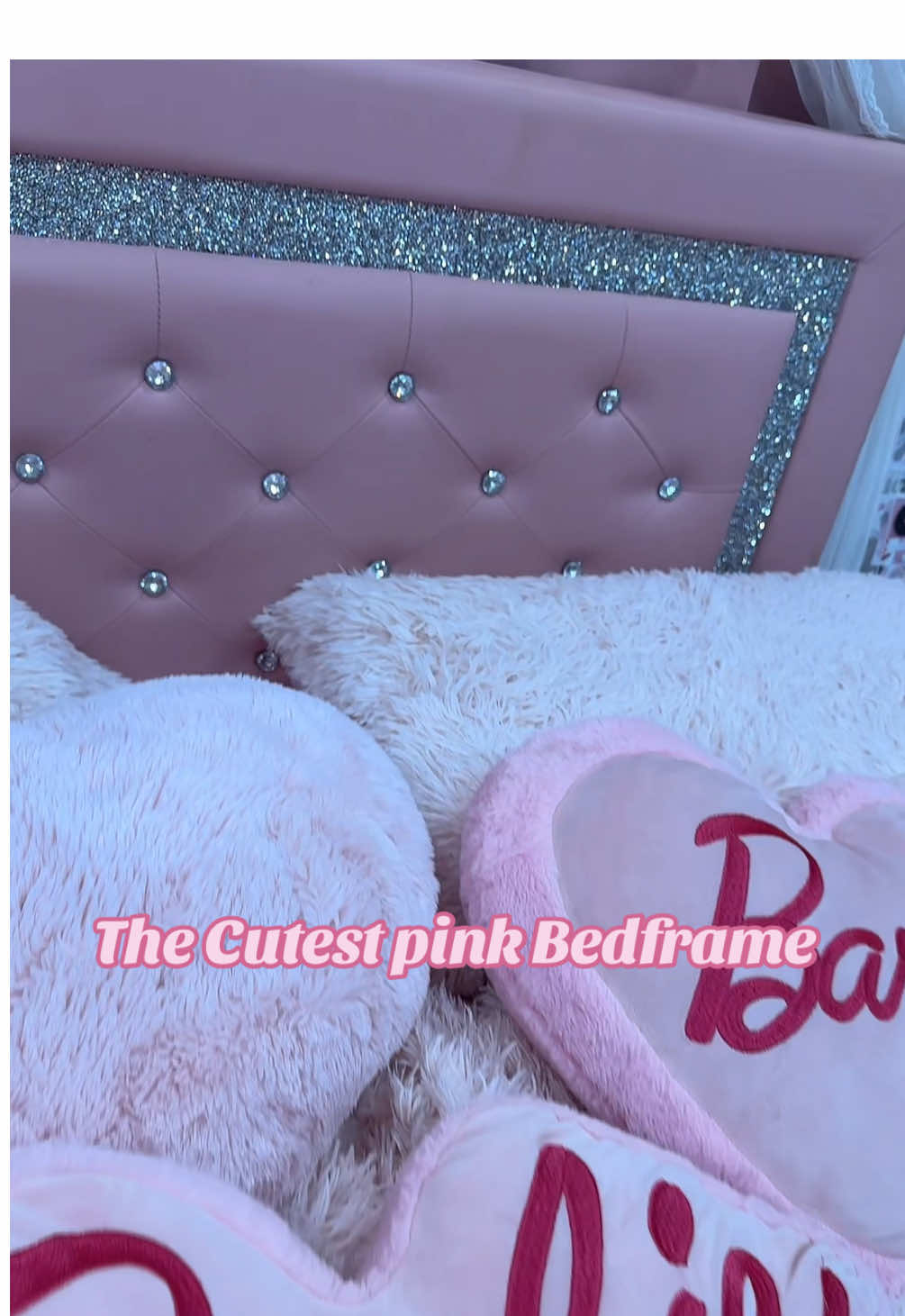 Pink diamond bed frame 💎 🎀 #pinkfinds #pinkbedroom 