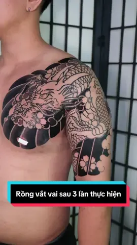Hình xăm rồng vắt vai sau 3 lần làm việc tại ngọc công tattoo #ngoccongxamhinhbinhduong #hinhxamdep #tattoovietnam #dragontattoo