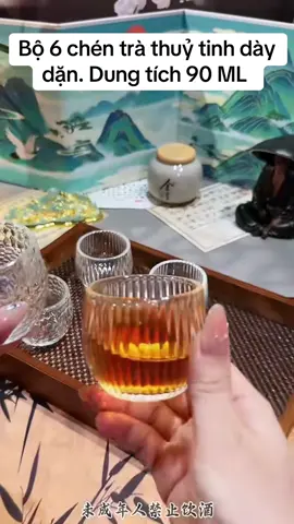 Bộ 6 chén trà thuỷ tinh chịu nhiệt. Chén trà dày dặn nặng tay #chenthuytinh #lythuytinh #cocthuytinh 