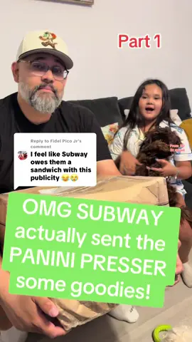 Replying to @Fidel Pico Jr Part 1: Thanks @Subway for reaching out and sending us some goodies!! 😍 We weren’t expecting anything, so we’re grateful for the love! 🫶🏼 Panini Presser is covered for lunch for awhile! 💃🏽 #subway #paninipresser #flatsandwich 