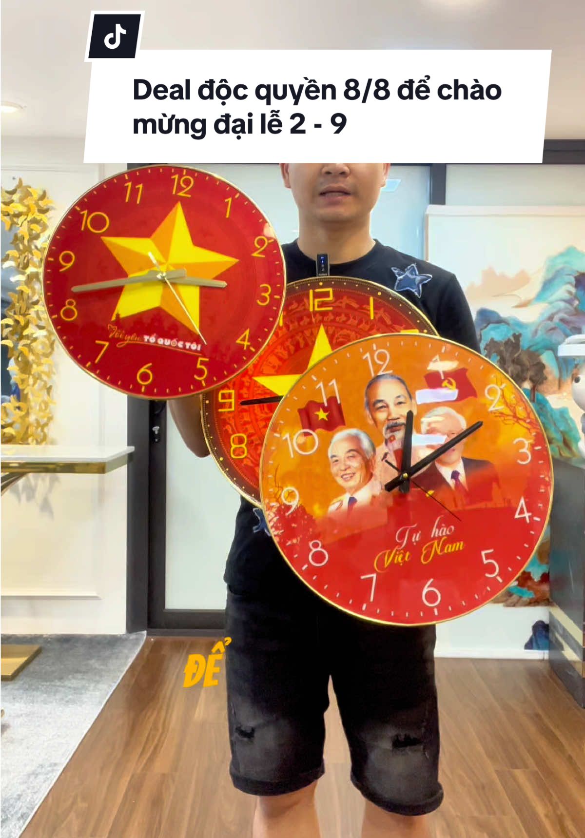 Đồng hồ tròn ý nghĩa chào mừng đại lễ 2/9 #donghotrangtri #donghotreotuong #dongho #donghonghethuat #donghoyeunuoc 