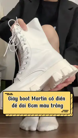 Giày boot Martin cồ điển đế dài 6cm màu trắng #giaymartin #bootmartin #giaybotnu #giay6cm #botnu 