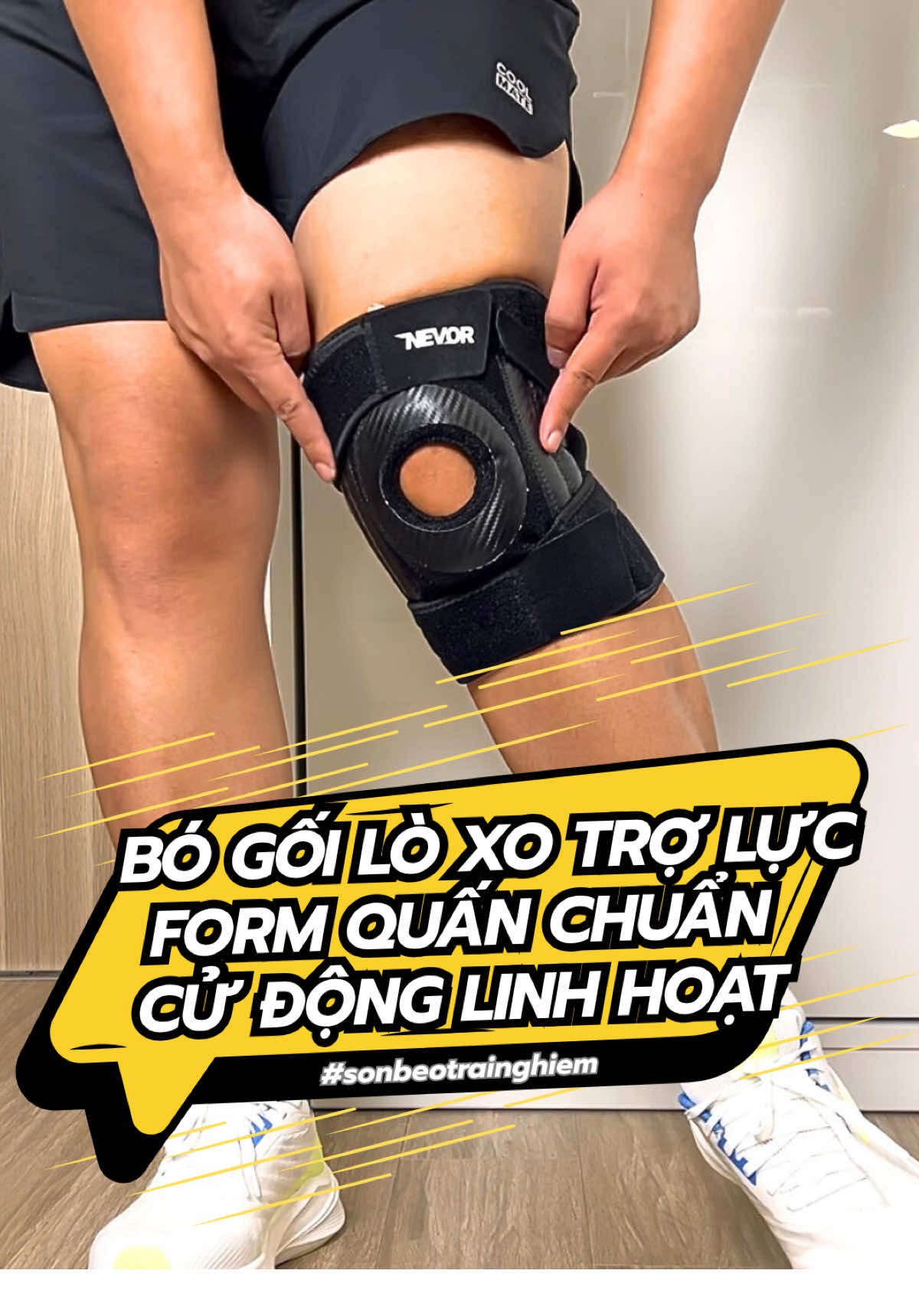 Form quấn chuẩn giữ khoảng thoáng bánh chè và phía sau nên cử động linh hoạt không cấn. Có thêm 4 thanh lò xo trợ lực 2 bên. Đệm silicon bảo vệ phần bánh chè. Loại cao cấp nên dùng cực kỳ yên tâm. #sonbeotrainghiem #bogoithethao #bogoi 